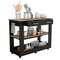 Tuhome Cala Kitchen Island 46, Six Casters, Two Drawers, Lower Open Shelf, Black/Light Oak AWD5779 - alternate 3